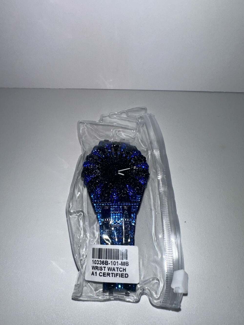 Wrist Watch Blue Iced Out Rhinestone - Picture 5 of 5